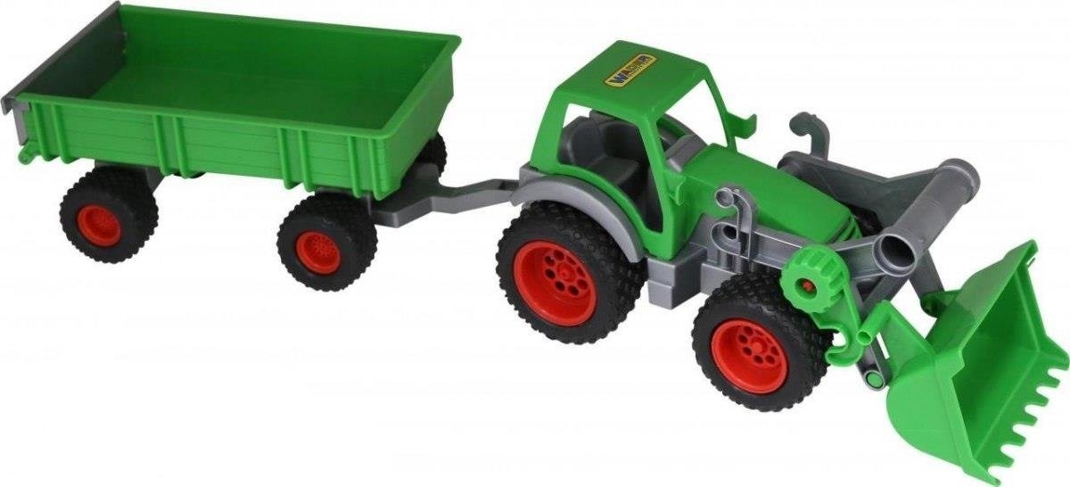 WADER Traktor z ładowarką + przyczepa gumowe koła