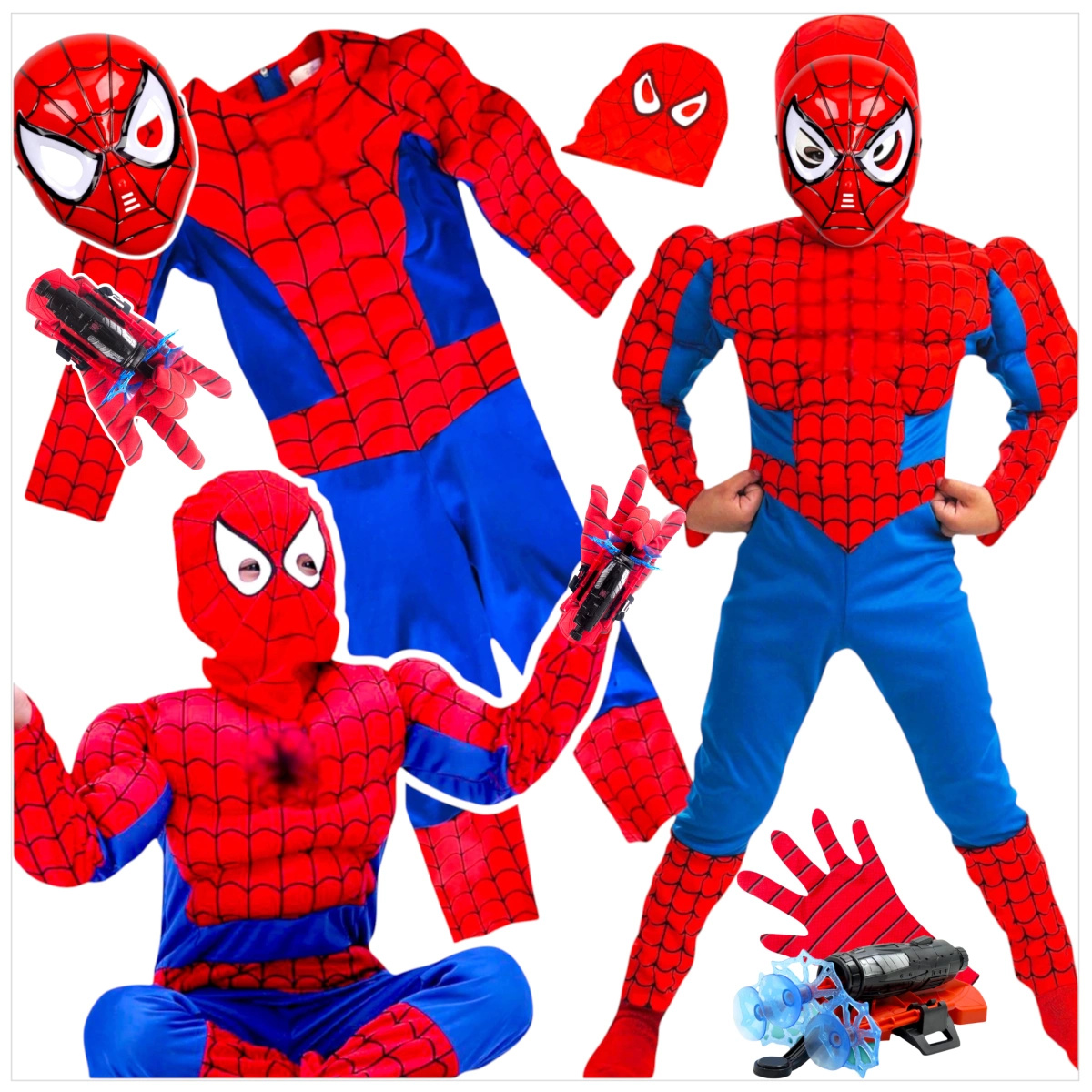 SPIDERMAN - STRÓJ DLA CHŁOPCA GRUBY Z MIĘŚNIAMI + MASKA NA TWARZ