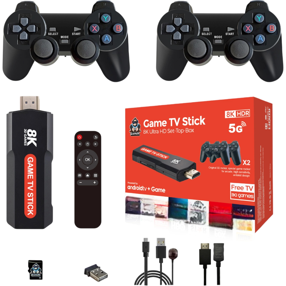 KONSOLA RETRO STICK GIERKA TELEWIZYJNA HDMI 8K ANDROID TV 40000 36500 GIER