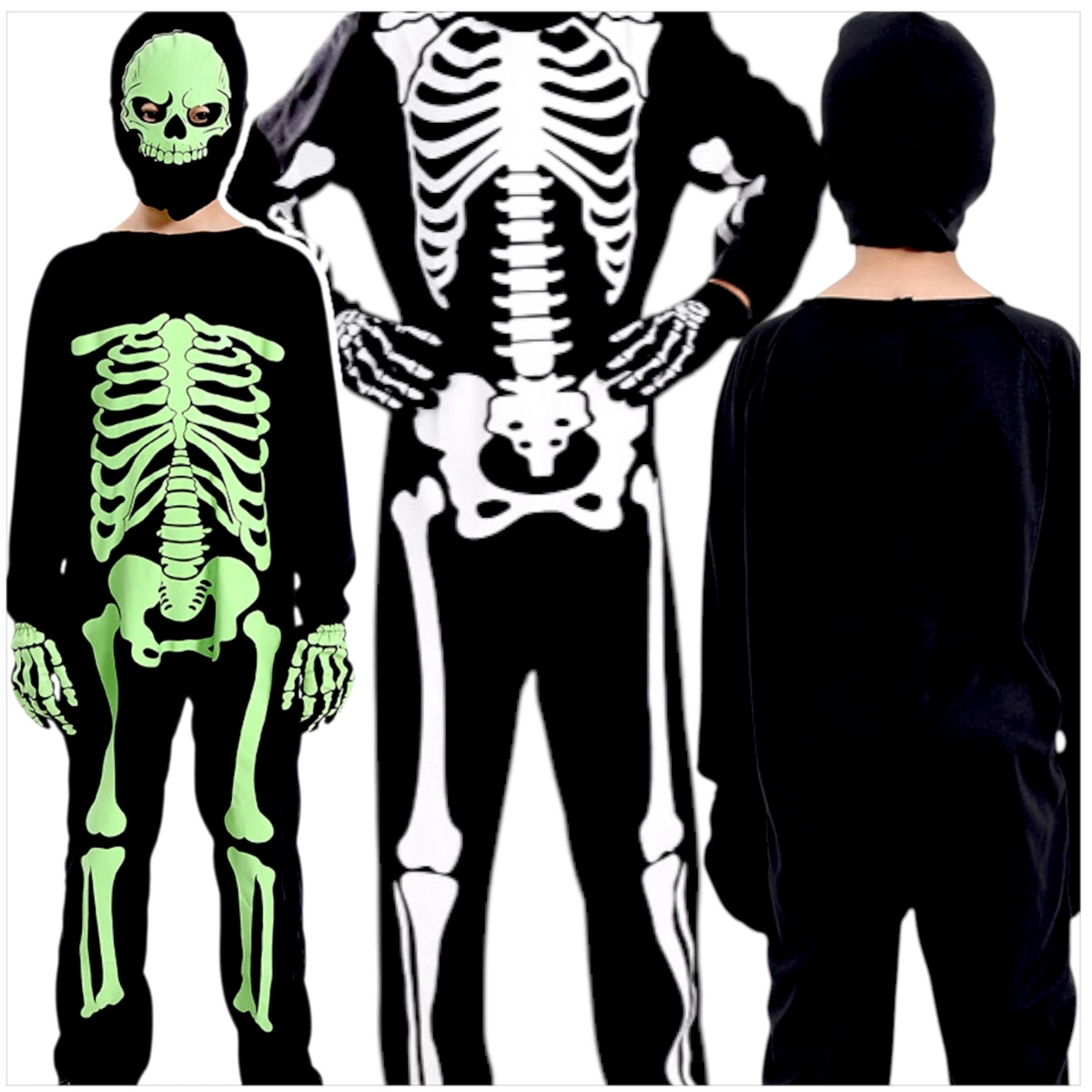 STRÓJ NA HALLOWEEN - KOŚCIOTRUP FLUORESCENCYJNY (ŚWIECI W CIEMNOŚCI) rozmiar L