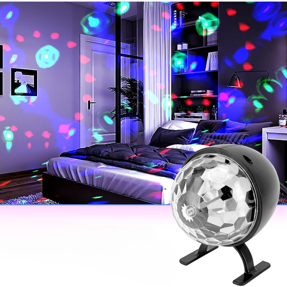 MINI KULA DYSKOTEKOWA LAMPA OBROTOWA KOLOROWA NA IMPREZĘ REFLEKTOR LED RGB
