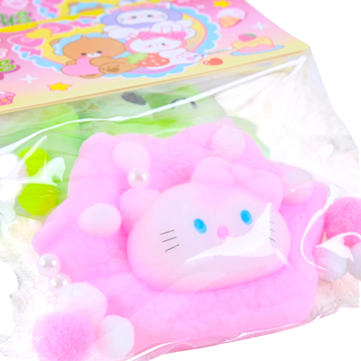 GNIOTEK ANTYSTRESOWY SENSORYCZNY ŁAPKA HELLO KITTY POSYPKA SQUISHY ZABAWKA