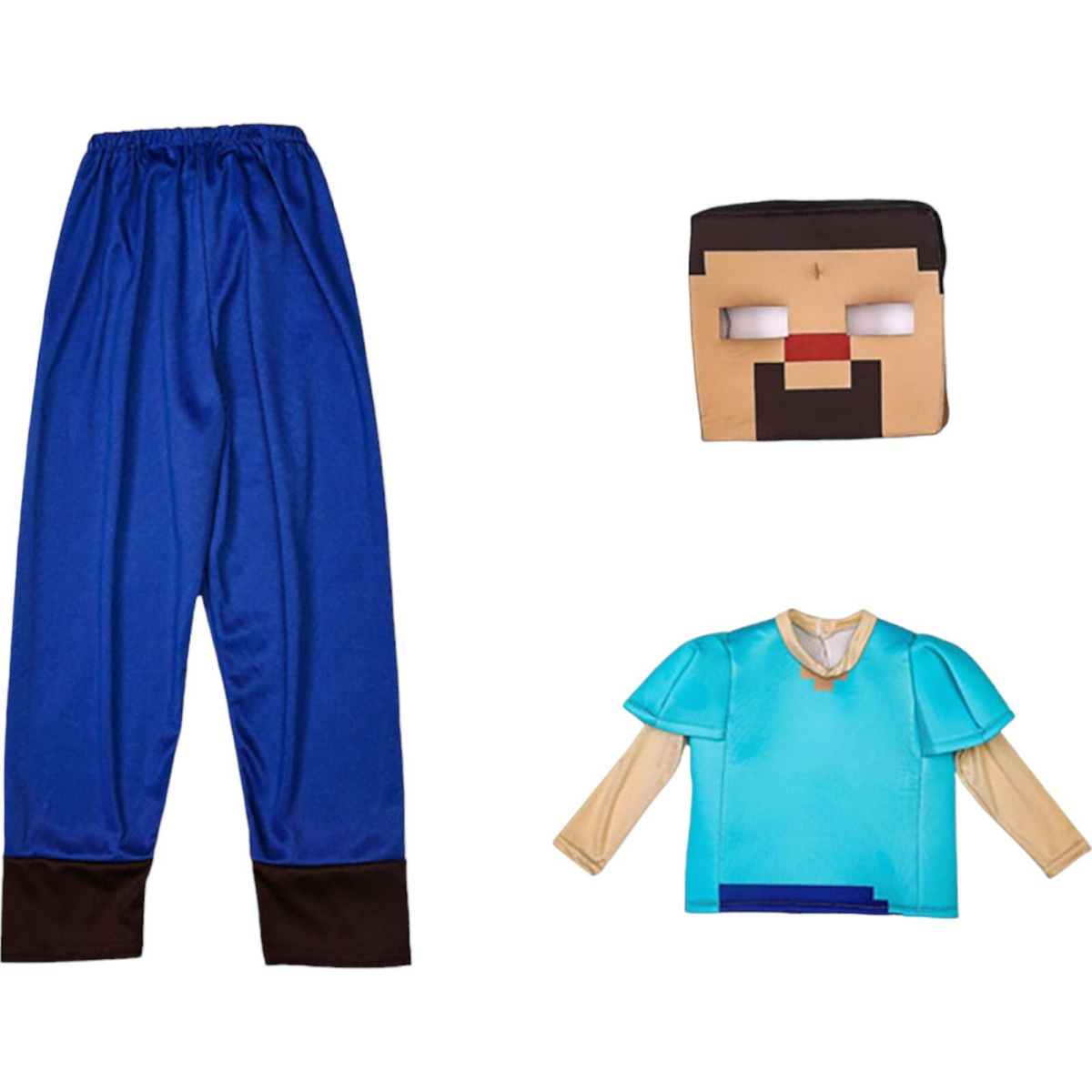 MINECRAFT – STRÓJ DLA DZIECKA STEVE ROZMIAR M (120-130) KOSTIUM NA BAL DLA CHŁOPCA GADŻETY DLA GRACZY