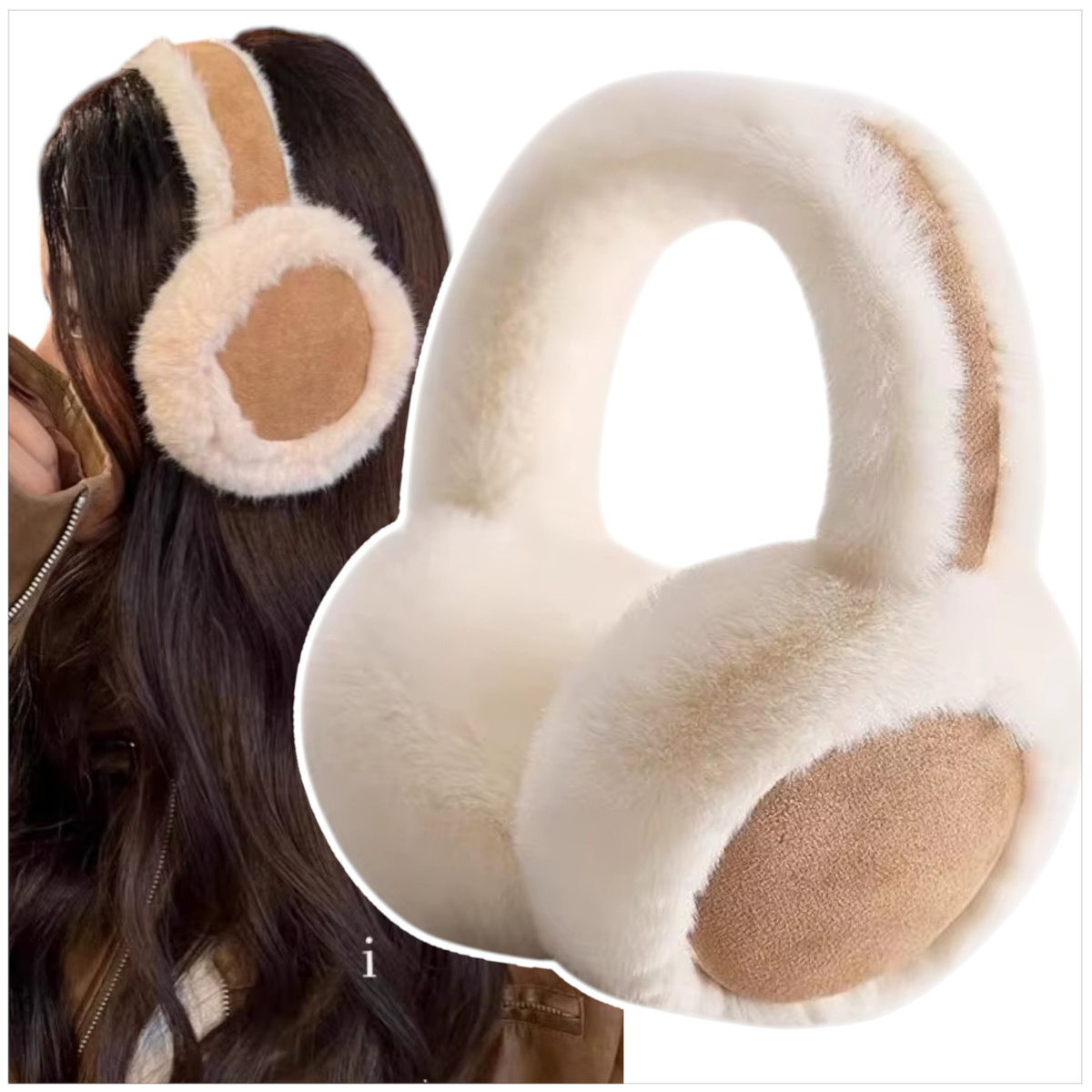 NAUSZNIKI ZIMOWE Z FUTERKIEM OPASKA NA USZY MIĘKKIE FUTERKOWE CIEPŁE