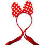 OPASKA DLA DZIEWCZYNKI Z KOKARDĄ OPASKA MYSZKA MINNIE Z WARKOCZYKIEM KROPKI