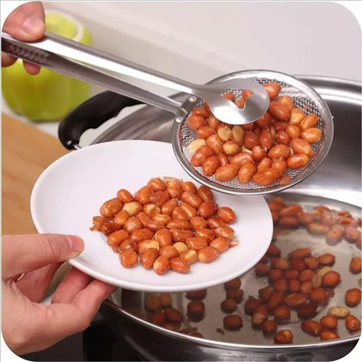 Szczypce z Sitkiem do Odsączania Smażonych Potraw Łapka STAL NIERDZEWNA