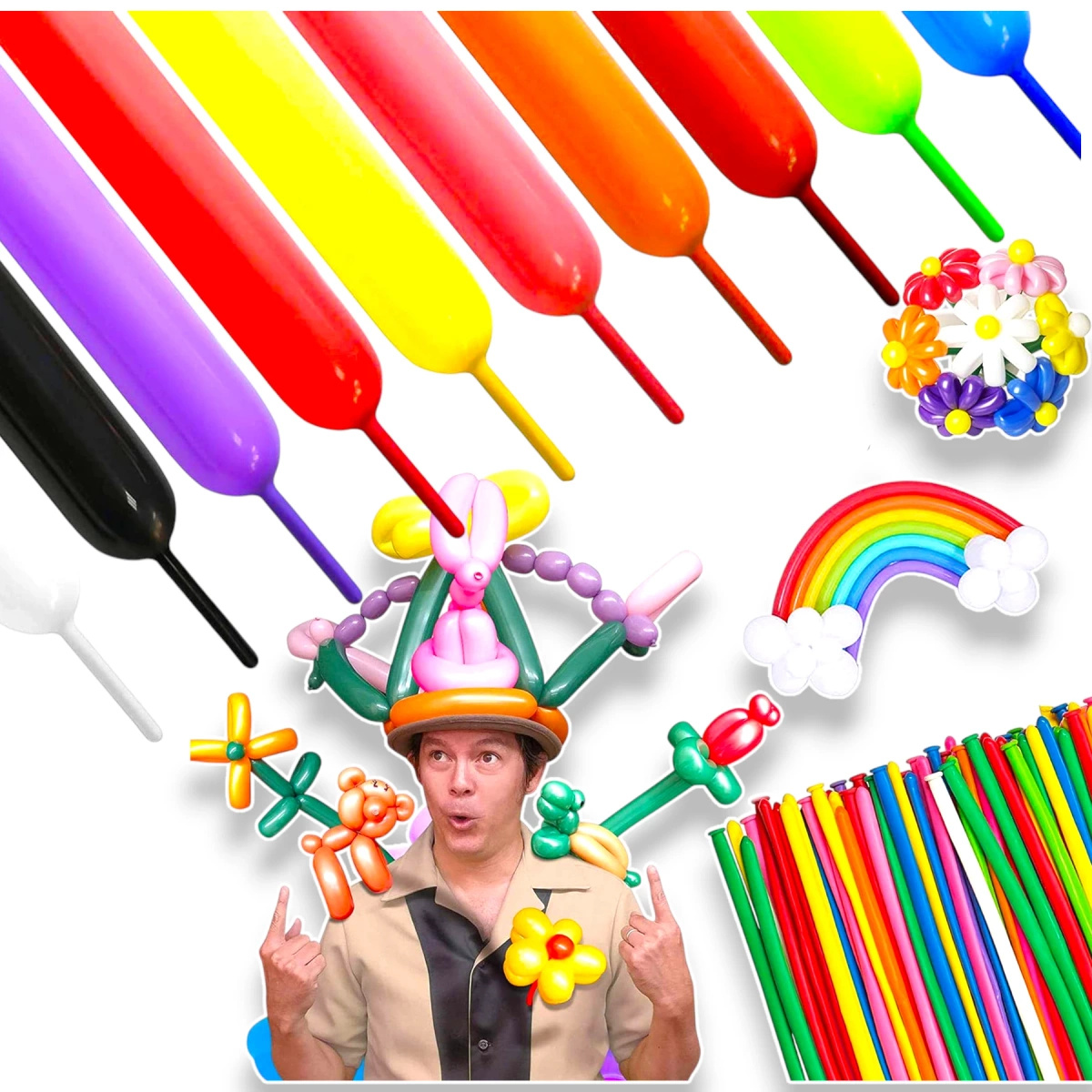 BALONY DO MODELOWANIA SKRĘCANIA DŁUGIE RURKI KOLOROWE FESTYN 100 SZTUK