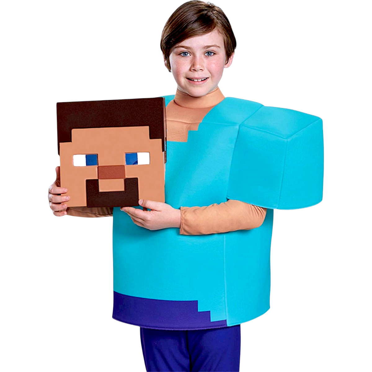 STRÓJ MINECRAFT PRZEBRANIE DLA CHŁOPCA STEVE KOMPLET MASKA KOSTIUM NA BAL