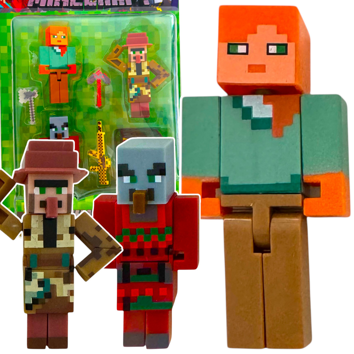 MINECRAFT ZESTAW FIGUREK 6w1 FIGURKI Z GRY VILAGER ALEX DUŻY ZESTAW 6w1