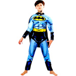 BATMAN - STRÓJ DLA CHŁOPCA GRUBY Z MIĘŚNIAMI DELUXE + MASKA NA TWARZ