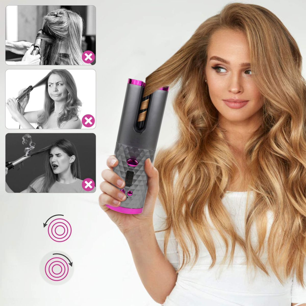 LOKÓWKA DO WŁOSÓW AUTOMATYCZNA CERAMICZNA LCD  USB AKUMULATOR FALOWNICA