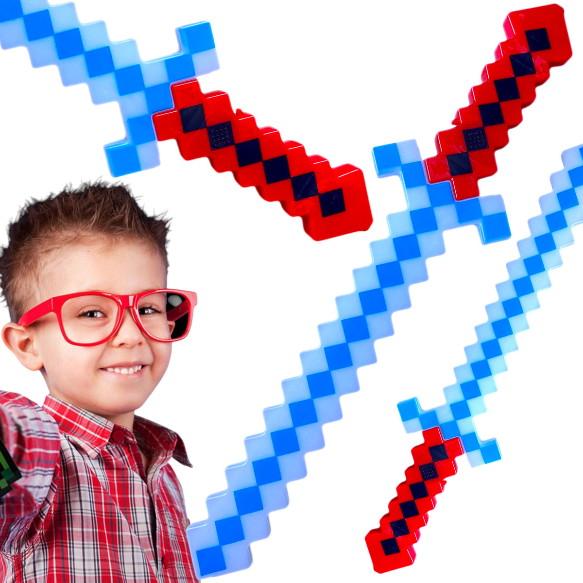 PIKSELOWY MIECZ ŚWIETLNY Z GRY DŁUGI DŹWIĘK ŚWIECI GRAFIKA KOLOROWY LED