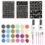 TATUAŻE DLA DZIEWCZYNKI BROKATOWE ZMYWALNE 151el ZESTAW DO TATUAŻY MAKIJAŻ