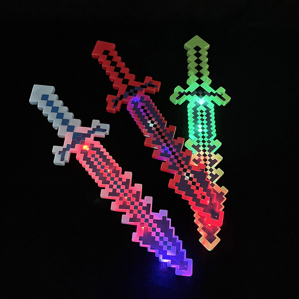 MIECZ ŚWIECĄCY Z GRY PIXELOWY DUŻY DŁUGI DŹWIĘKI 61CM PIXEL PODŚWIETLANY