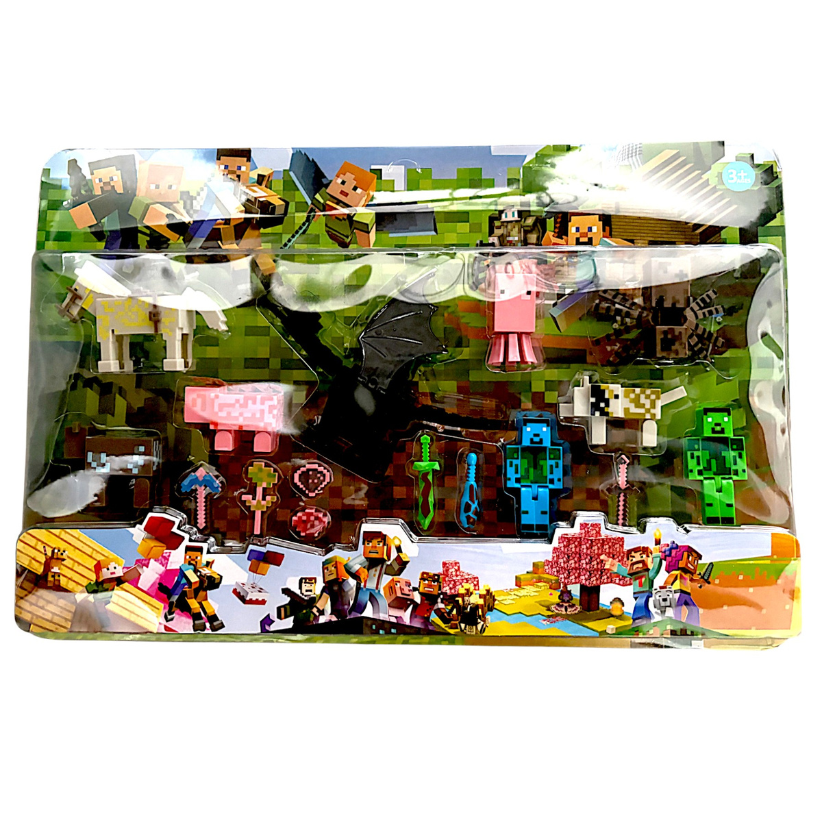 FIGURKI MINECRAFT DUŻY ZESTAW FIGUREK 9 SZTUK FIGURKA DO ZABAWY SMOK STEVE