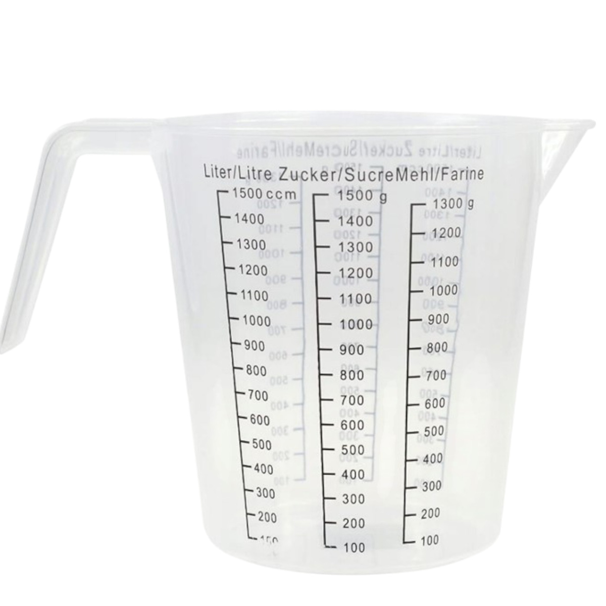 MIARKA KUCHENNA KUBEK DZBANEK Z PODZIAŁKĄ ODMIERZANIA PLASTIKOWY MIARA 1,5L