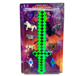 MINECRAFT - ZWSTAW 7 FIGUREK Z GRY DUŻY ZESTAW 8W1 MIECZ PIXEL ŚWIECĄCY