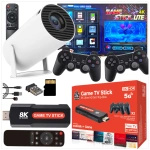 MEGA ZESTAW PROJEKTOR RZUTNIK ANDROID + KONSOLA RETRO 2x PAD 