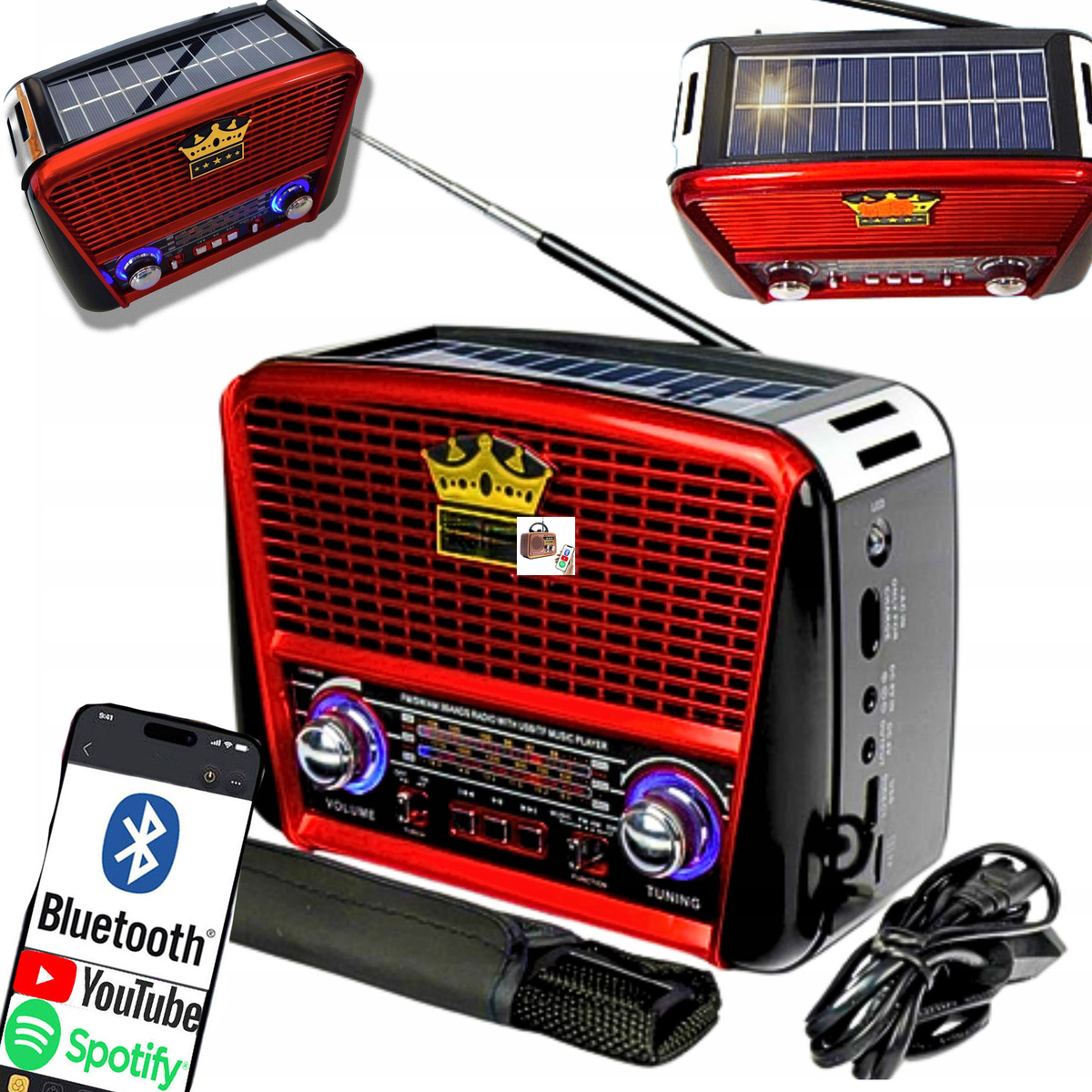 Radio Retro Solarne z USB – Twoje stylowe i funkcjonalne centrum muzyczne!