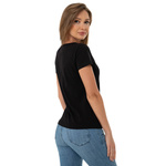 T-shirt Damski Z Ozdobnym Dekoltem Czarny M