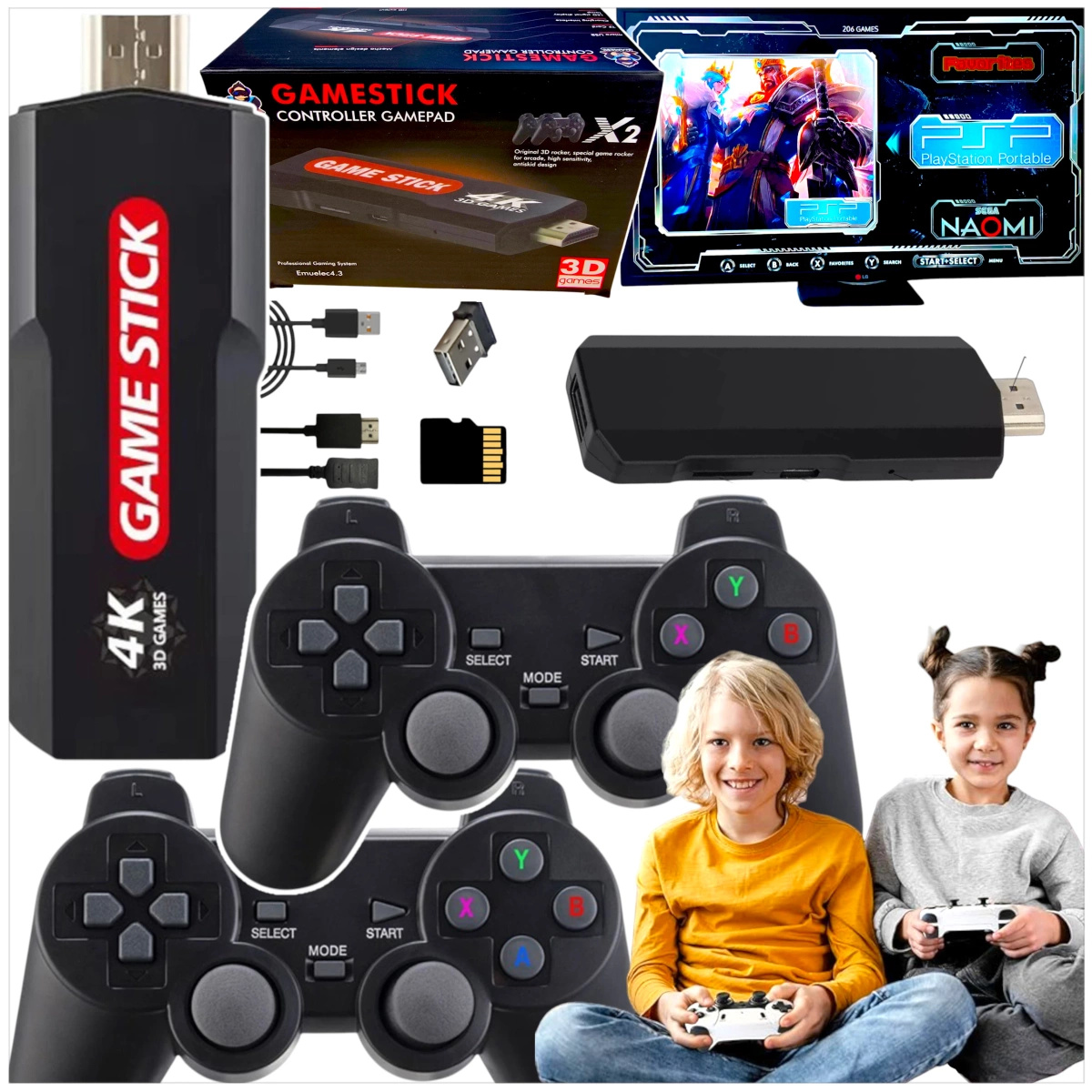 KONSOLA RETRO PRZENOŚNA GRA TELEWIZYJNA 2 PADY 40000 GIER HDMI 4K GIERKA !!