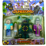 MINECRAFT - ZESTAW FIGUREK 3w1 STEVE WHISPERER WIEDŹMA WARDEN MIECZ DODATKI