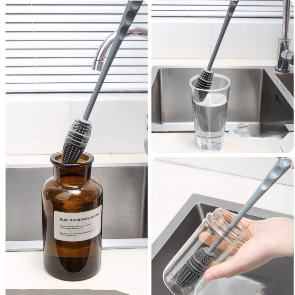 DUŻA SZCZOTKA DO MYCIA NACZYŃ SILIKONOWA DO SZKLANEK BUTELEK SODASTREAM