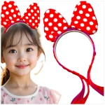 OPASKA DLA DZIEWCZYNKI Z KOKARDĄ OPASKA MYSZKA MINNIE Z WARKOCZYKIEM KROPKI