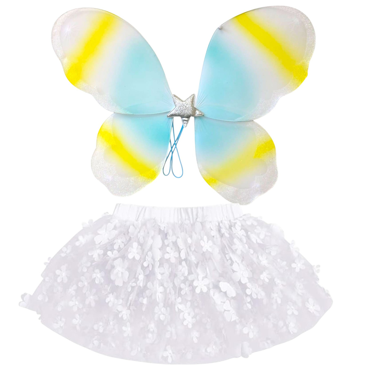STRÓJ DLA DZIEWCZYNKI MOTYLEK WRÓŻKA SKRZYDEŁKA RÓŻDŻKA SPÓDNICZKA 3w1