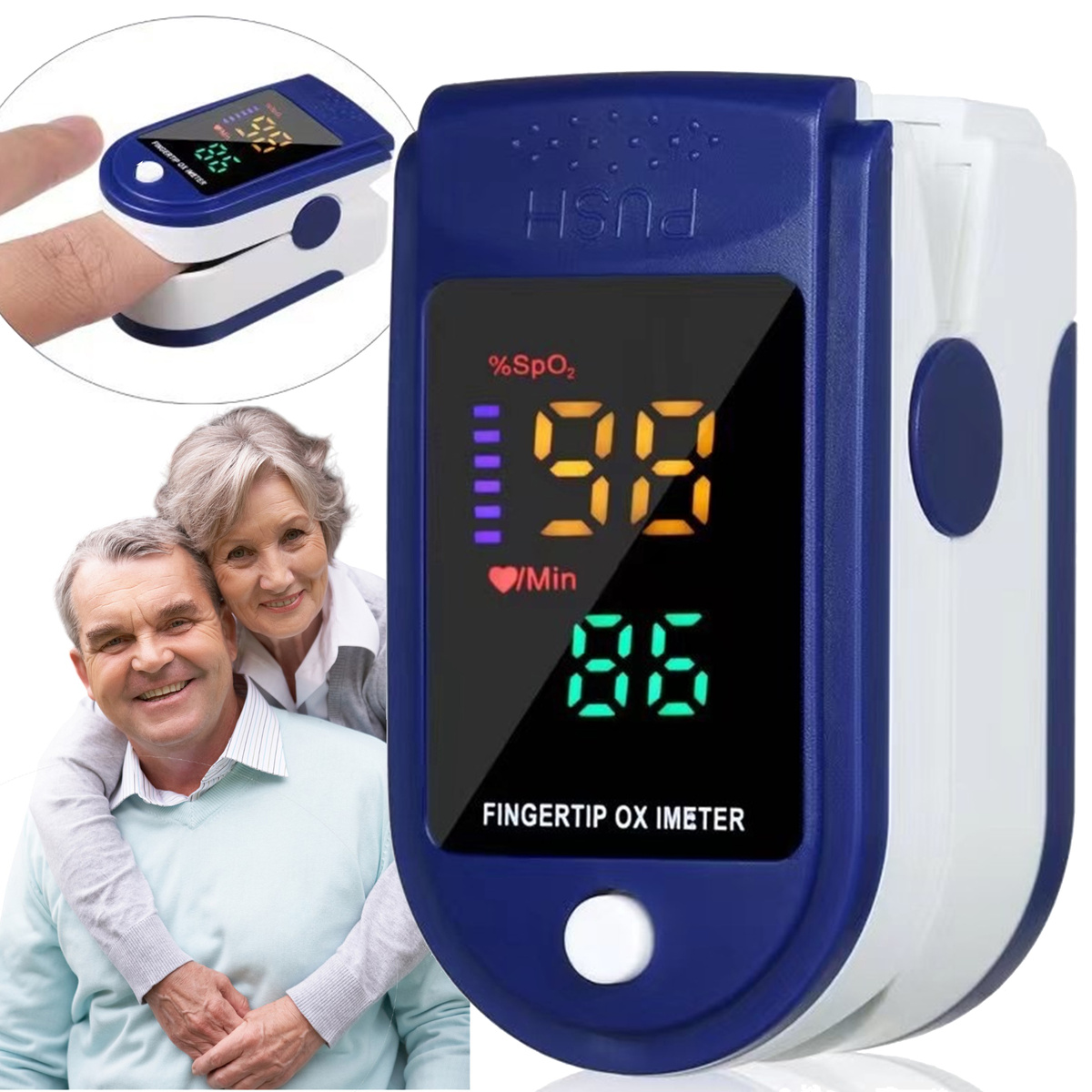 PULSOMETR POMIAR MONITOR TĘTNA NA PALEC PULSOKSYMETR LED DUŻY WYŚWIETLACZ