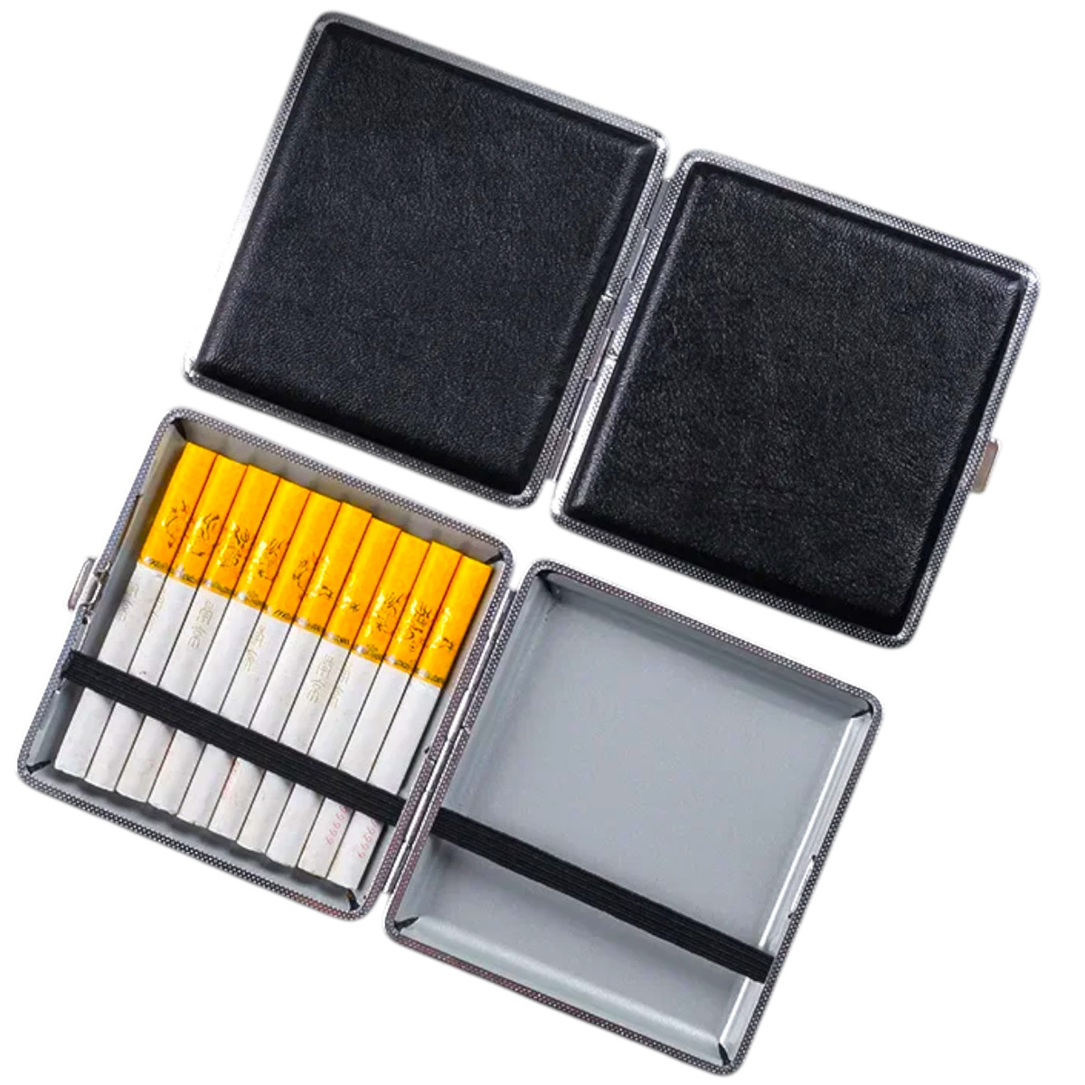 ETUI NA PAPIEROSY ELEGANCKA PAPIEROŚNICA NA 20 PAPIEROSÓW EKOSKÓRA METAL