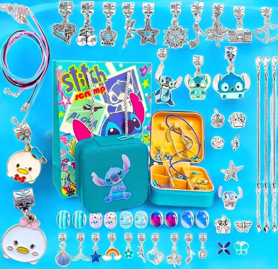 ZESTAW KORALIKÓW DO ROBIENIA BRANSOLETEK BIŻUTERII 40 EL STITCH LILO STICH