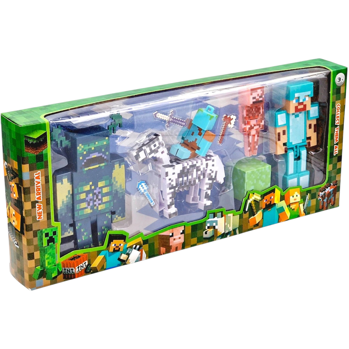 FIGURKI MINECRAFT DUŹY ZESTAW FIGUREK DO ZABAWY FIGURKA STEVE WARDEN 5 SZT