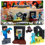 FIGURKI Z GRY MINECRAFT STEVE SMOK AKCESORIA ZESTAW 8 SZTUK FIGURKA DODATKI