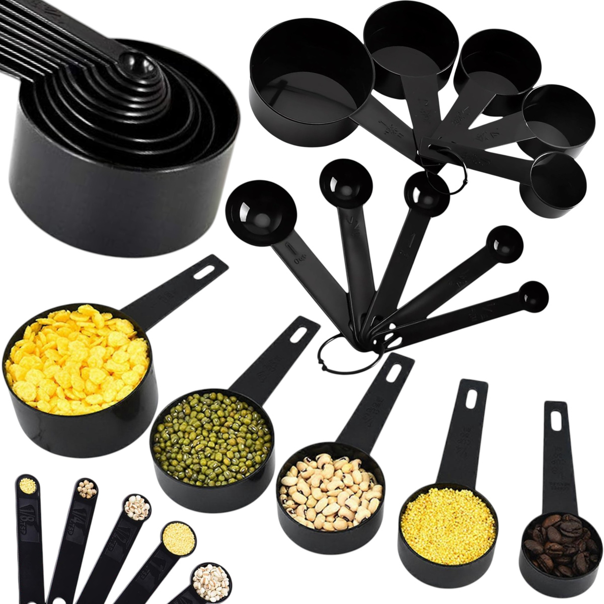 MIARKI KUCHENNE ZESTAW MIAREK KUCHENNYCH DO ODMIERZANIA ŁYŻKI KUBECZKI x10