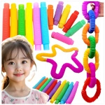 RURKA ANTYSTRESOWA SENSORYCZNA GNIOTEK RURA POP TUBE XXL MEGA ROZCIĄGLIWA - ZESTAW 16 SZTUK