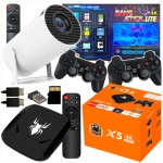 MEGA ZESTAW PROJEKTOR RZUTNIK ANDROID + KONSOLA RETRO 2x PAD 