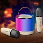  ZESTAW KARAOKE 2 MIKROFONY BEZPRZEWODOWY PRZENOŚNY GŁOŚNIK BLUETOOTH LED 