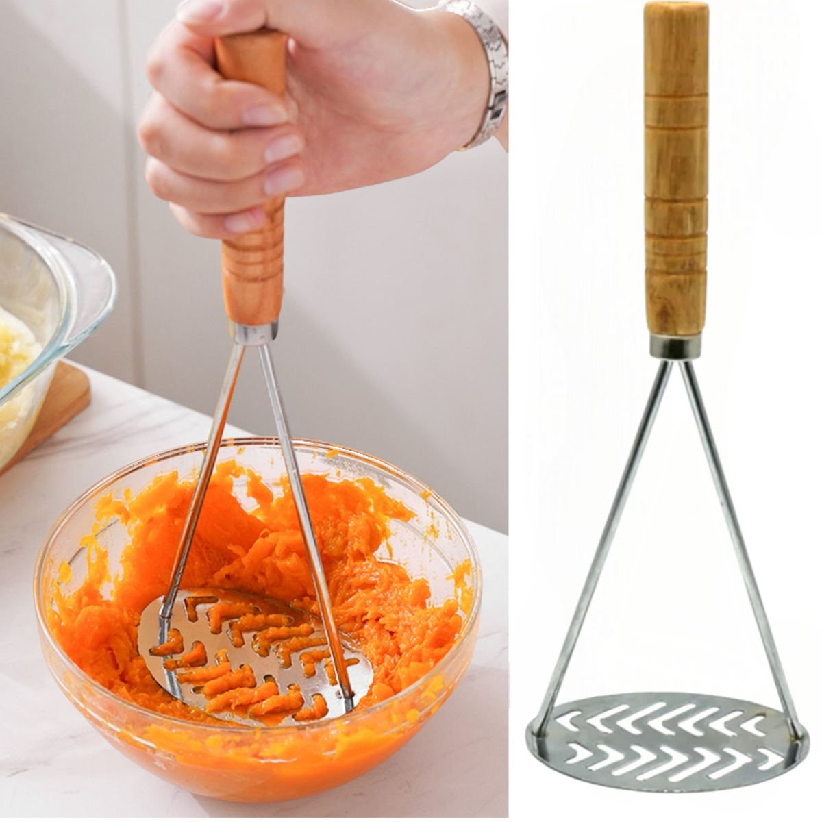 TŁUCZEK DO WARZYW TŁUCZEK DO ZIEMNIAKÓW DREWNIANA RĄCZKA DO UGNIATANIA