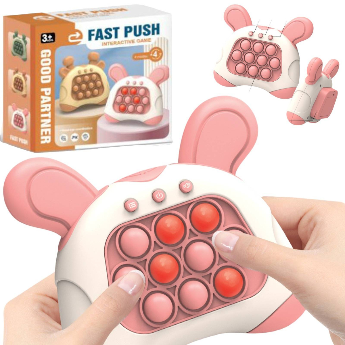 QUICK PUSH KLASYCZNY Z USZKAMI POP IT ! ZABAWKA ANTYSTRESOWA