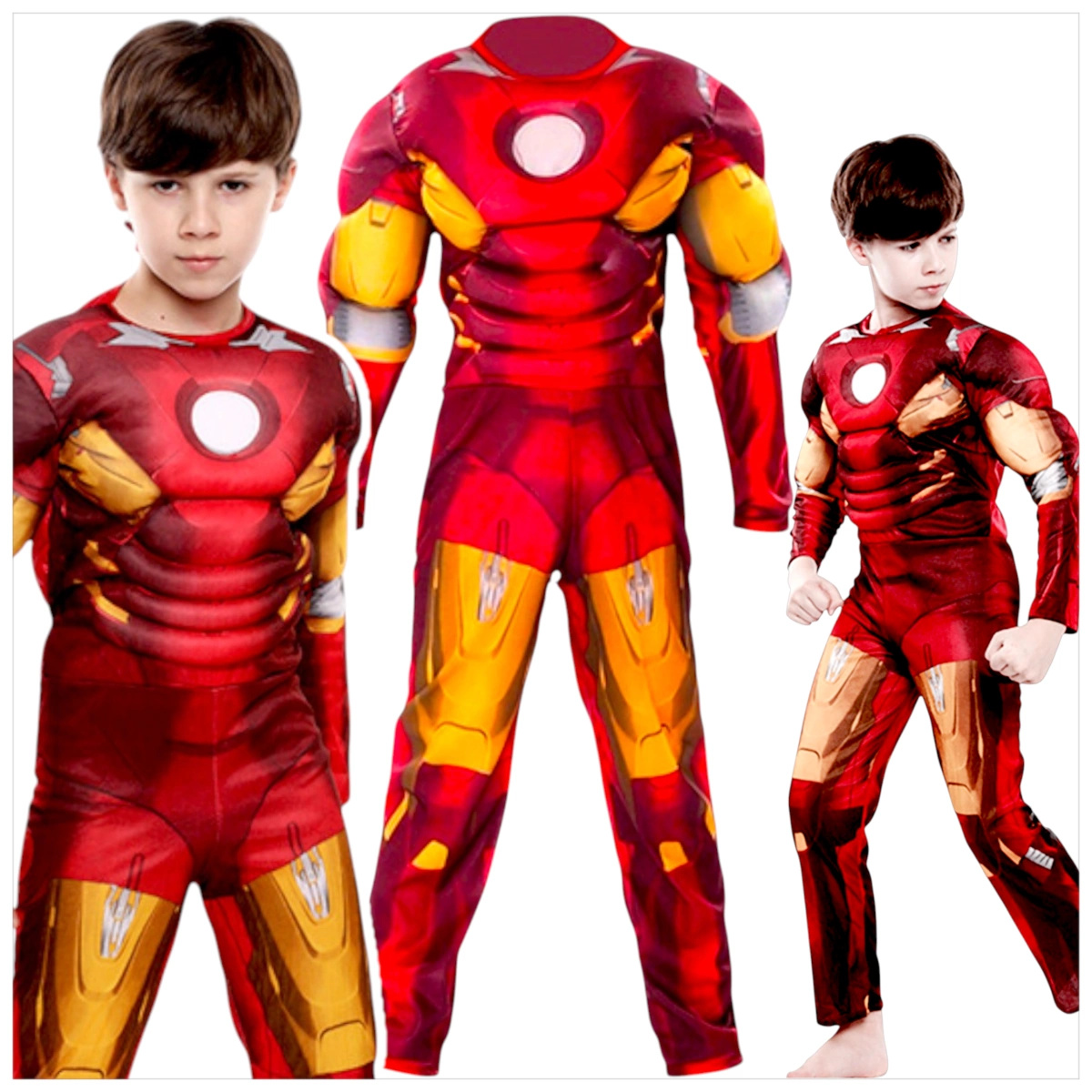 STRÓJ IRONMANA KOSTIUM IRON MAN GRUBY Z MIĘŚNIAMI rozmiar S