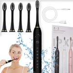SZCZOTECZKA SONICZNA DO ZĘBÓW ELEKTRYCZNA 4 KOŃCÓW 6 TRYBÓW PRACY USB IPX7