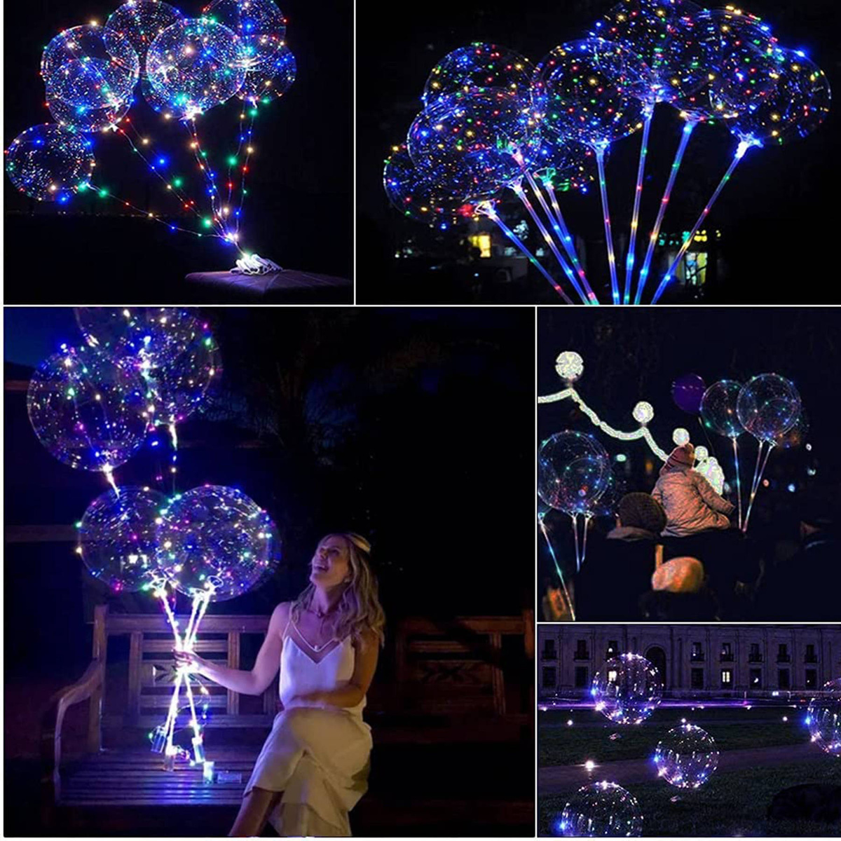 KOLOROWY BALON LED ŚWIECĄCY DUŻY MOCNY ŚWIATEŁKA NA PATYKU DEKORACJA ŚWIECI