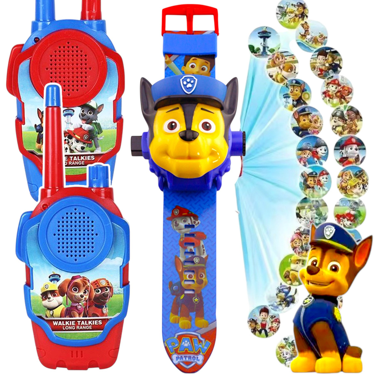 PSI PATROL Zestaw Walkie Talkie - 2 Krótkofalówki + Zegarek z projektorem