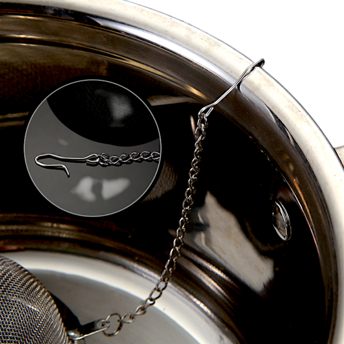 ZAPARZACZ DO HERBATY METALOWY KULKA Z ŁAŃCUSZKIEM UCHWYT DO ZIÓŁ KOSZYCZEK