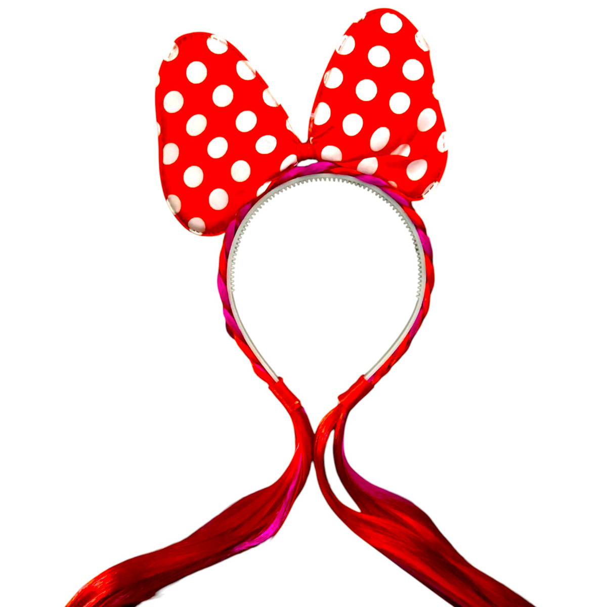 OPASKA DLA DZIEWCZYNKI Z KOKARDĄ OPASKA MYSZKA MINNIE Z WARKOCZYKIEM KROPKI