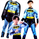 BATMAN - STRÓJ DLA CHŁOPCA GRUBY Z MIĘŚNIAMI DELUXE + MASKA NA TWARZ
