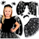 STRÓJ NA HALLOWEEN DLA DZIEWCZYNKI PAJĘCZYCA PAJĘCZARKA SPÓDNICZKA SKRZYDŁA