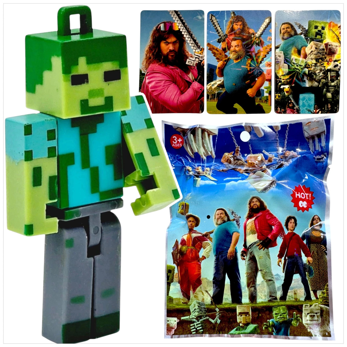 MINECRAFT SASZETKA NIESPODZIANKA 3 KARTY KOLEKCJONERSKIE + FIGURKA Z GRY