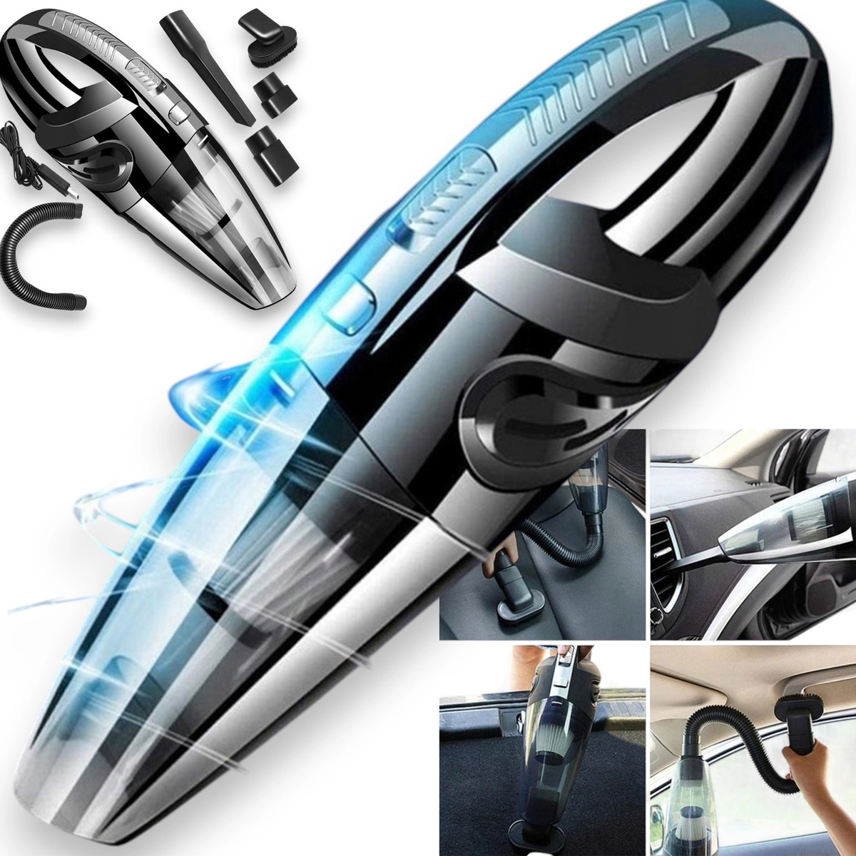 MOCNY ODKURZACZ SAMOCHODOWY BEZPRZEWODOWY AKUMULATOROWY FILTR HEPA KOŃCÓWKI